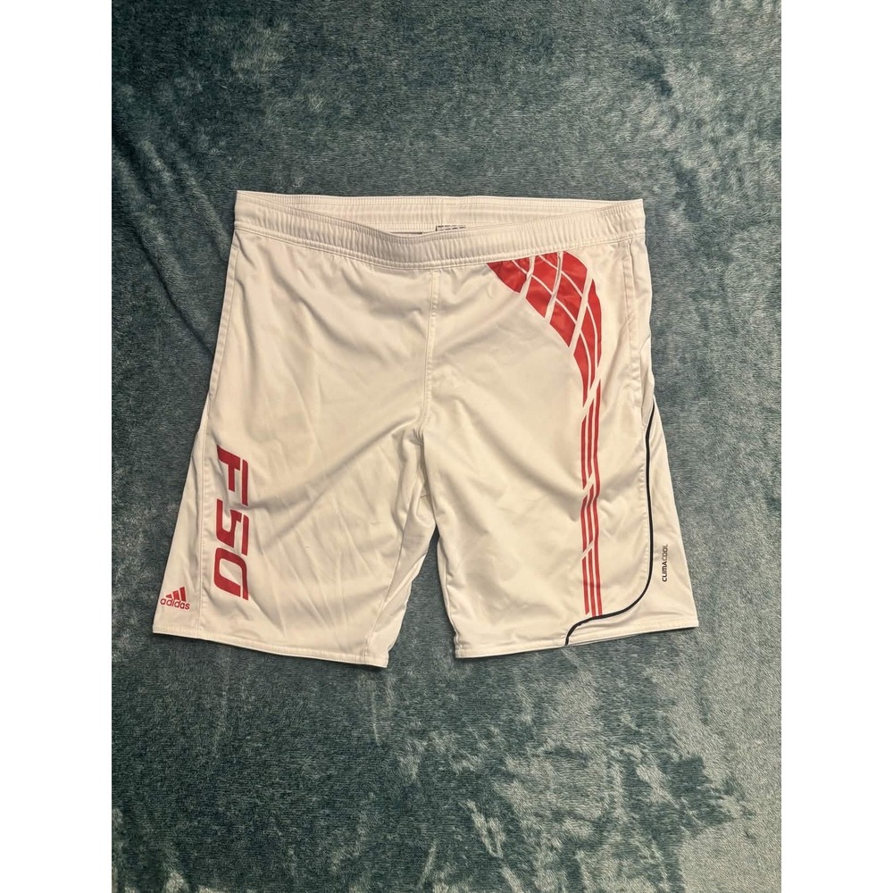 Adidas Mens F50 Soccer Athletic Shorts White Red Climacool Small S